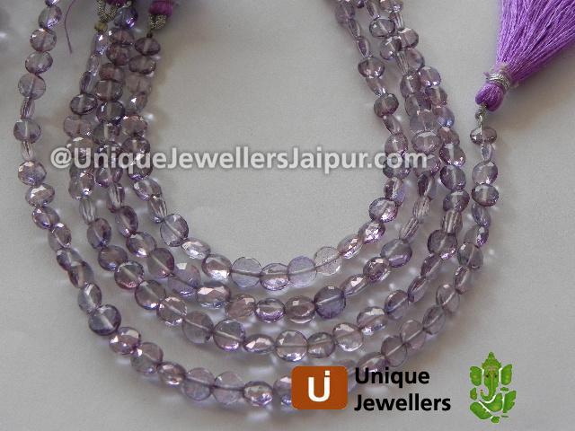 Purple Quartz Faceted Coin Beads
